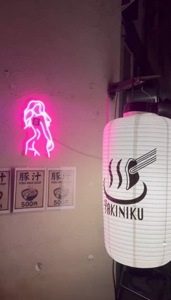 肉風俗 裏道のネオンサインと提灯